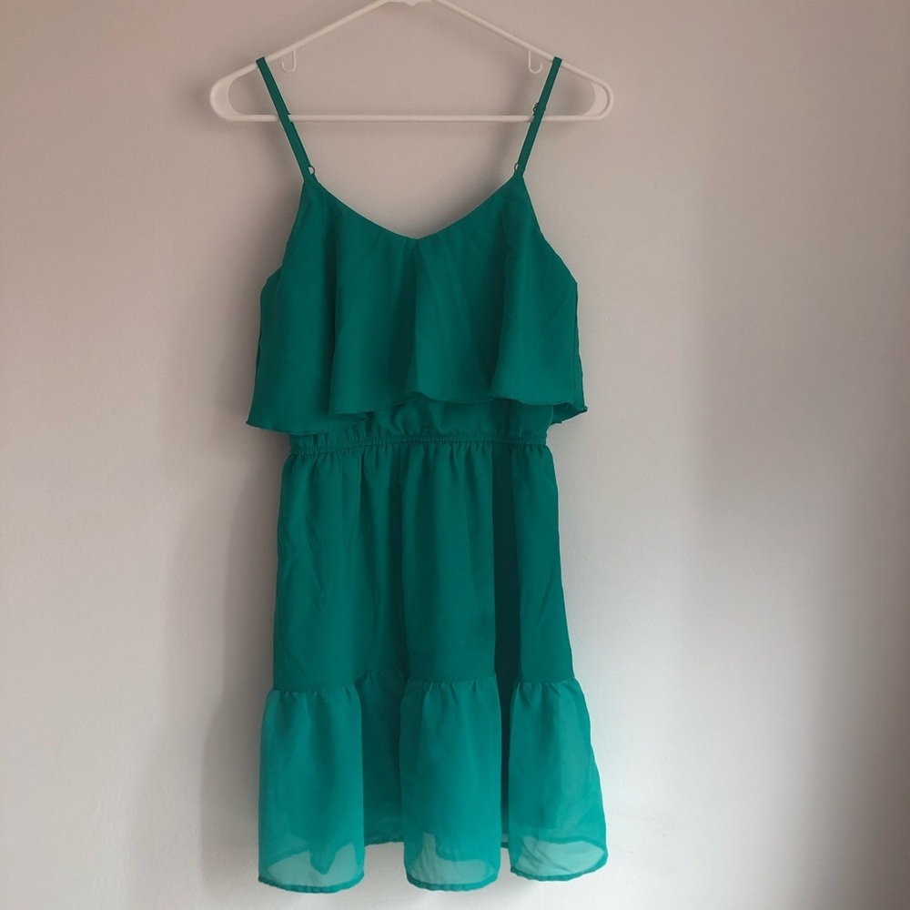 Bright green flowy summer dress